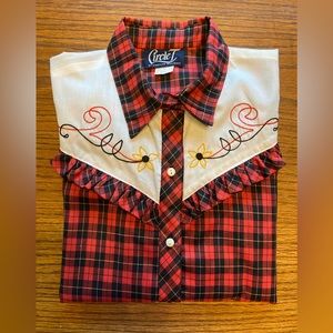 Roughrider Circle T Vintage Western Marilyn Williams Chain Stitch Shirt 11/12